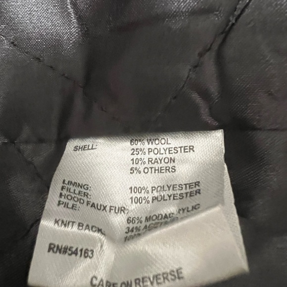 Calvin ￼Klein mustard color ￼wool blend hooded with fur pea coat toggle buttons - Picture 7 of 10